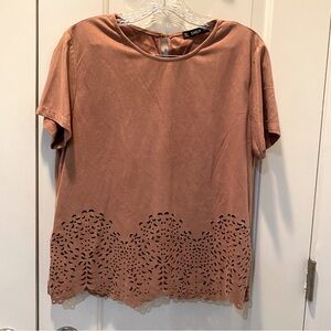 SHEIN pink mauve laser cutout Top - Large